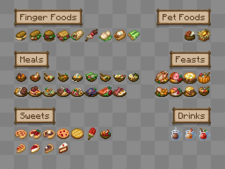 mod Minecraft Farmer's Delight sélection de plats encas et boissons du mod