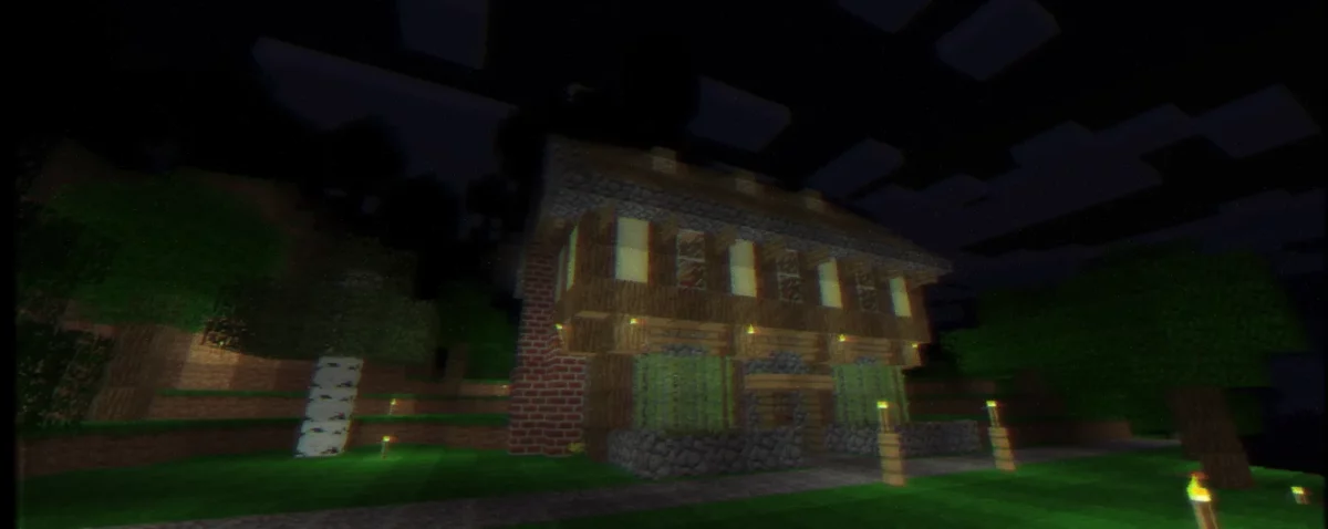 shader Minecraft CTR VCR base de survie filmée comme sur une vieille télévision cathodique