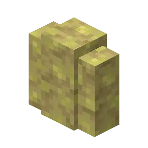 bloc Minecraft muret de soufre en rendu isométrique avec son poteau central légèrement surélevé