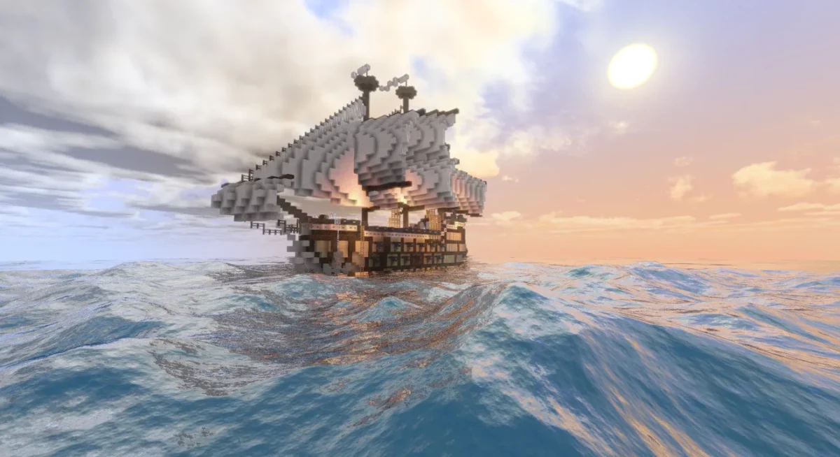 shader Minecraft Pegasus océan animé et plein de relief rendu avec le Physics Mod