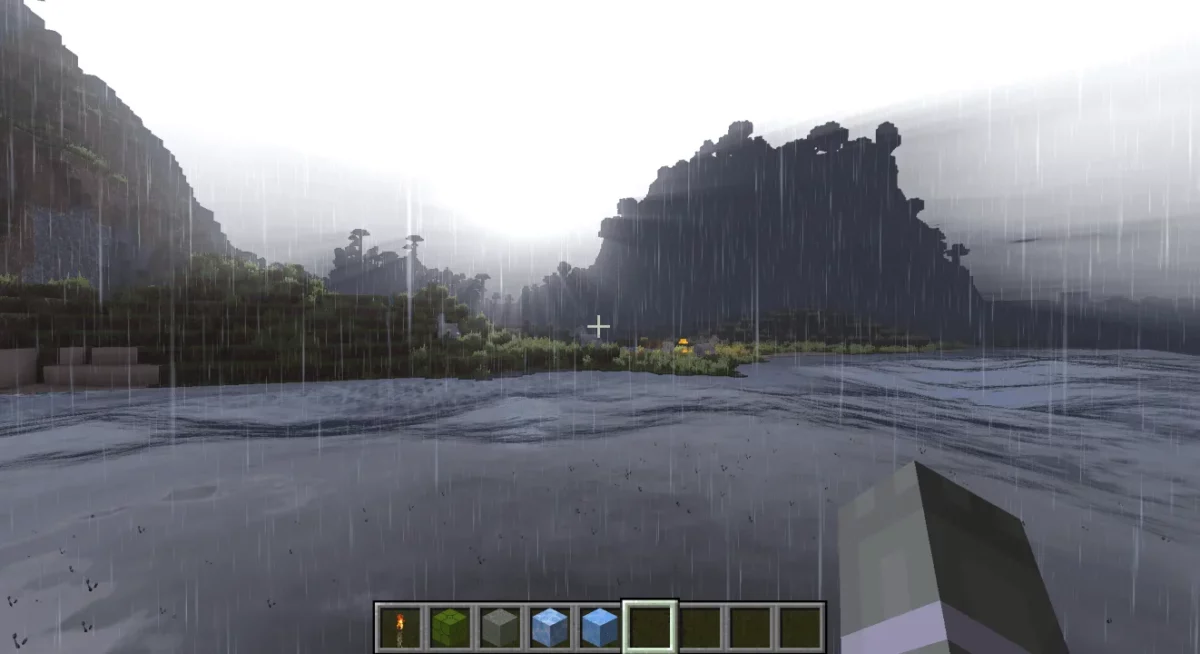 shader Minecraft Pegasus orage sombre et pesant au-dessus du paysage