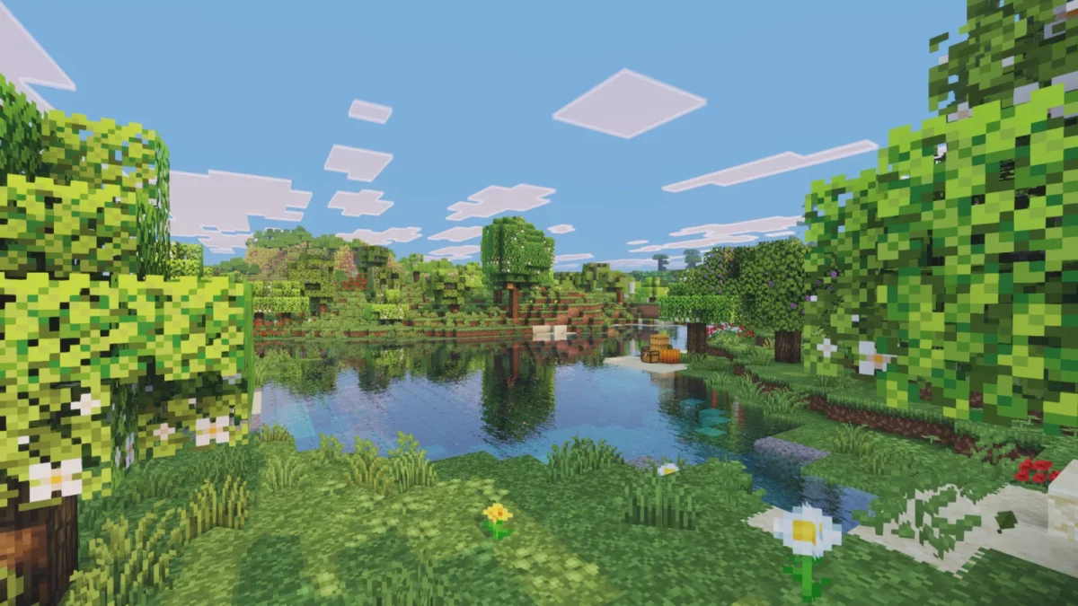 shader Minecraft Visual Vibrance rendu inspiré du Vibrant Visuals de Bedrock avec lumière douce et couleurs vives
