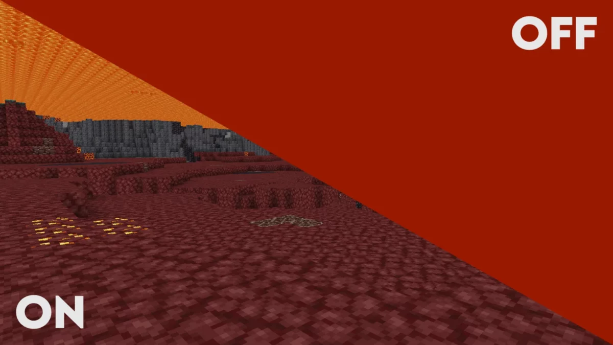 shader Minecraft Clarity vision claire à travers la lave laissant voir l'environnement autour du joueur