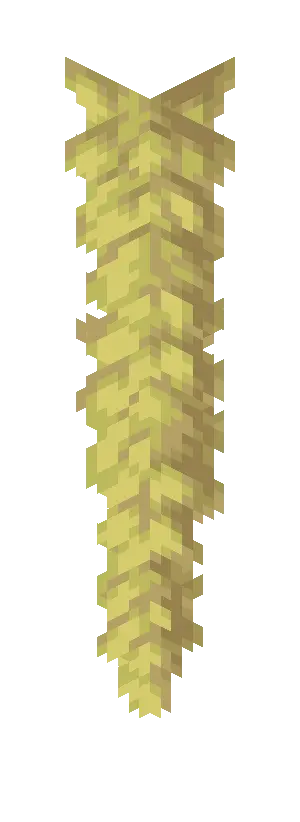 bloc Minecraft pointe de soufre en stalactite jaune suspendue la tête en bas au plafond