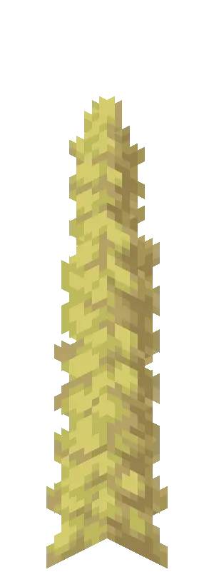 bloc Minecraft pointe de soufre en stalagmite jaune dressée vers le haut depuis le sol d'une grotte