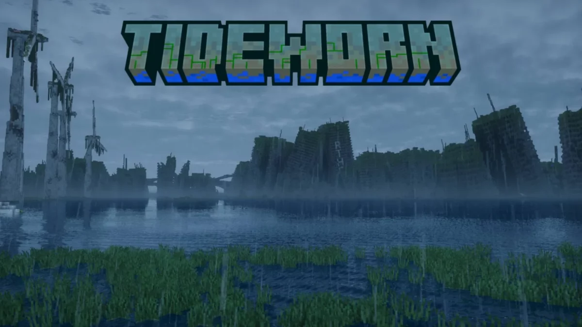map Minecraft Tideworn cité entière en ruine à moitié engloutie sous les eaux d'une civilisation disparue