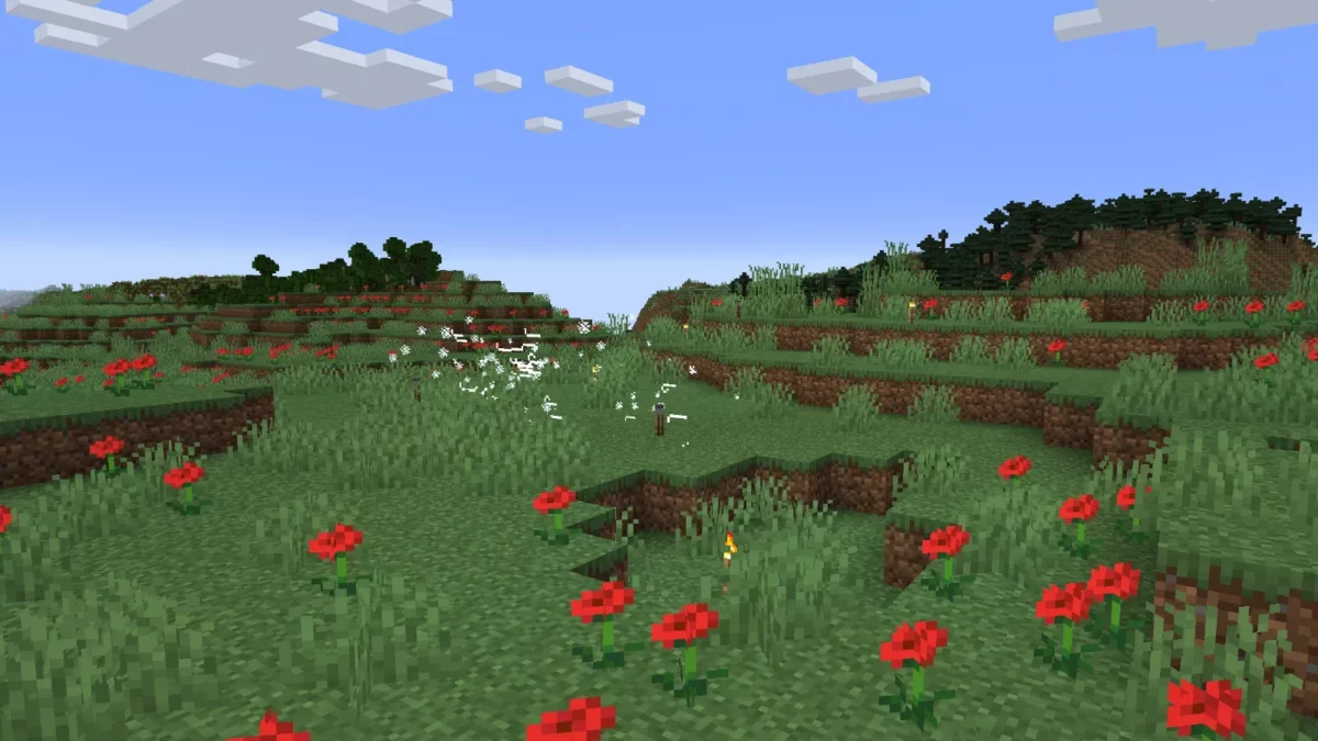 mod Minecraft Frostiful vent glacial qui balaie une prairie venteuse enneigée