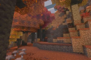Où trouver la forêt tachetée dans Minecraft ? vue-canopee-automne-foret-tachetee-minecraft