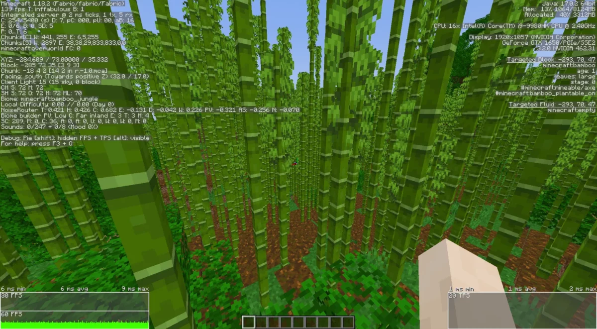 mod Minecraft More Culling illustration du culling de blocs en vanilla affichant des faces invisibles