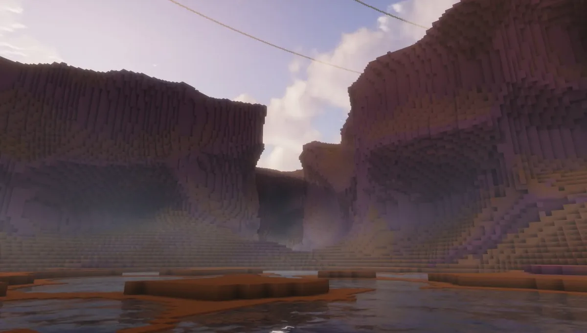 Canyon rocheux de la planète Ivarus où les équipes accompliront leurs missions dans Minecraft
