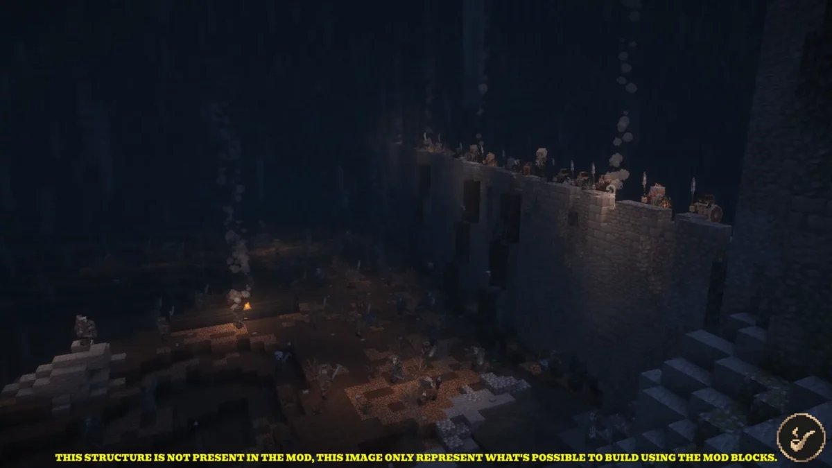 mod Minecraft Middle-earth forteresse du Gouffre de Helm adossee a la montagne du Rohan