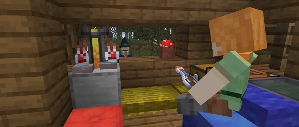 Illustration officielle Mojang de la snapshot 3 de Minecraft 26.3 avec le lit de paille et les coussins