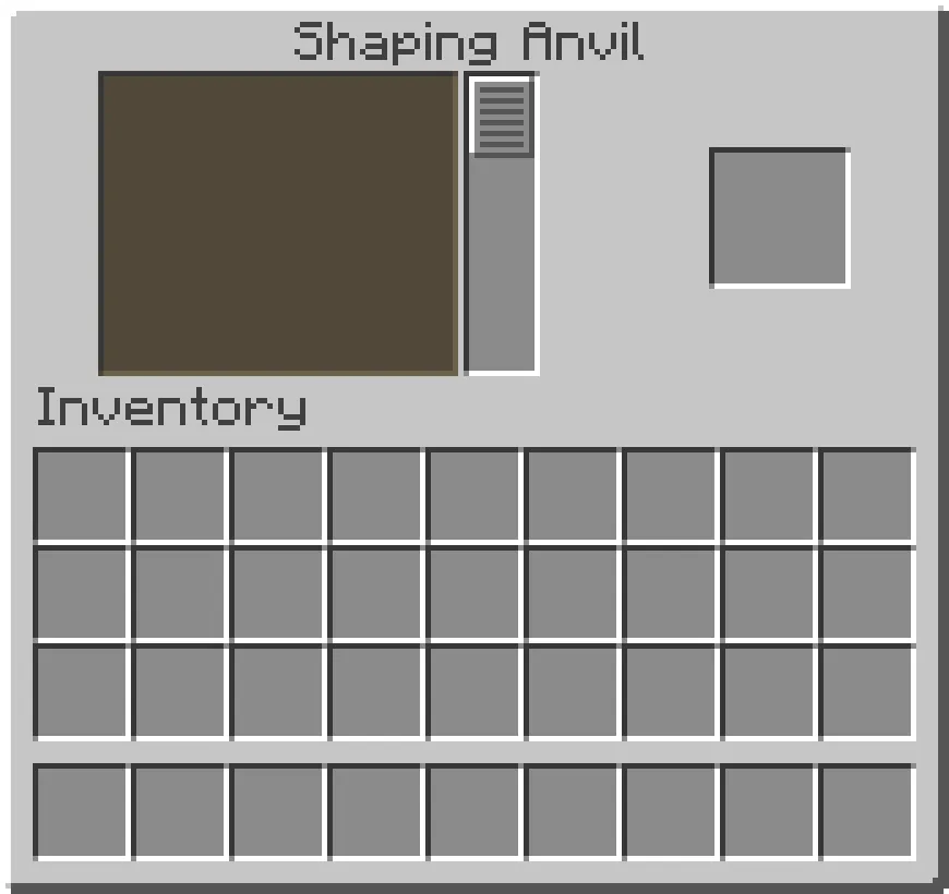 mod Minecraft Middle-earth interface de l'enclume traitee avec selection de la piece a faconner