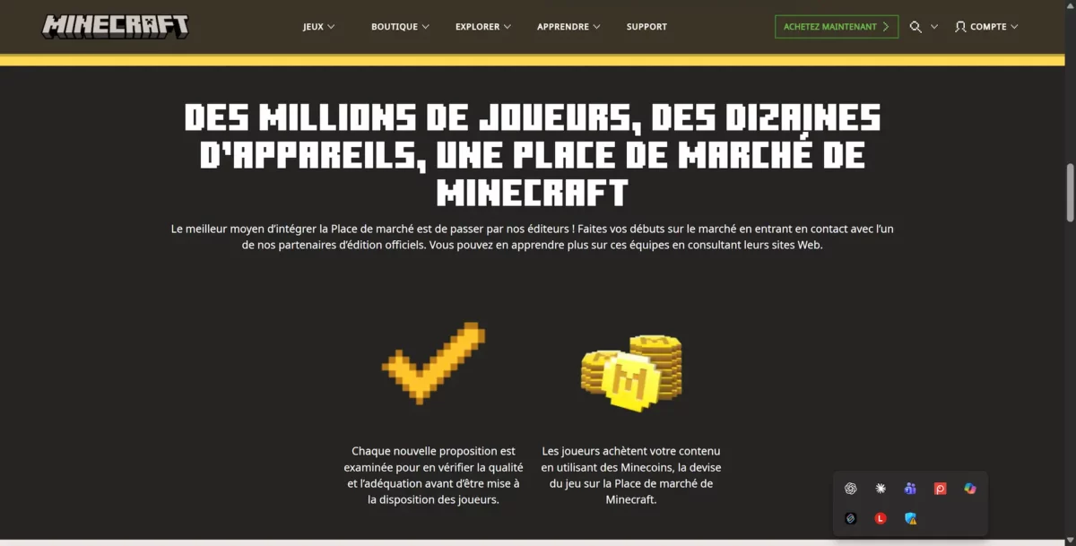 Des millions de joueurs, des dizaines d’appareils, une place de marché de Minecraft