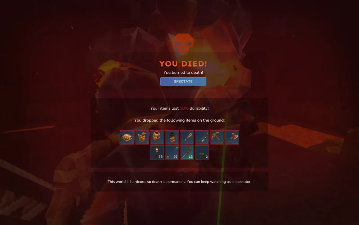 Hytale mode Hardcore avec mort permanente et passage en spectateur aux côtés de vos alliés