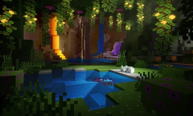 Glowing Caves Background est un pack qui remplace le fond du menu de Minecraft par une caverne luxuriante