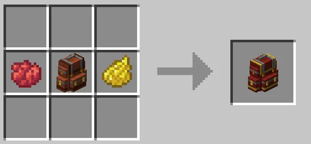 mod Minecraft Sophisticated Backpacks teinture d'un sac à dos avec deux couleurs dans la grille de fabrication