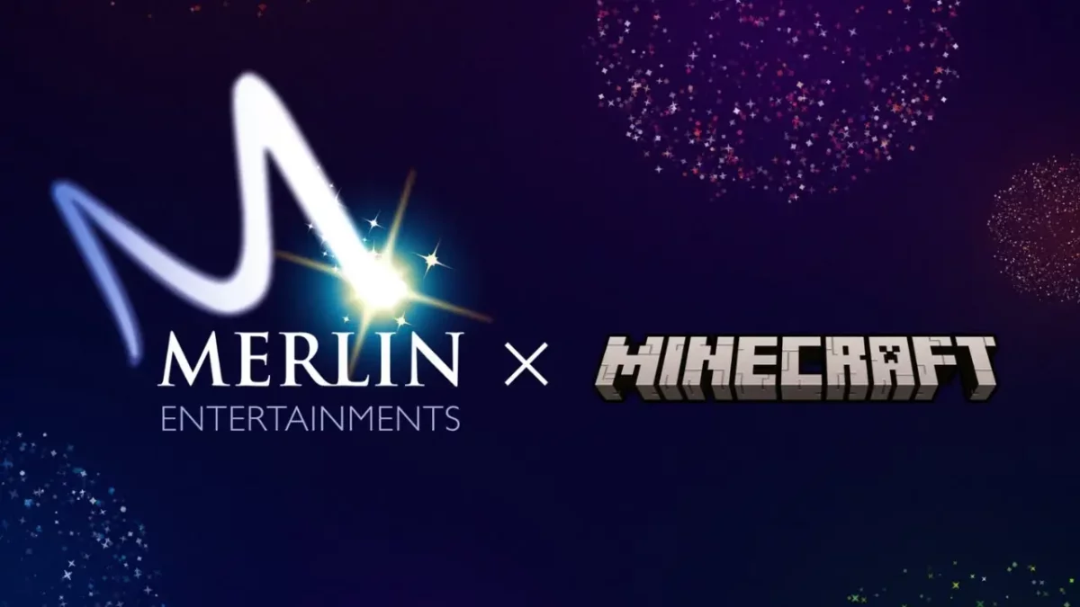 Visuel officiel de l'annonce du partenariat entre Mojang et Merlin Entertainments autour de Minecraft World