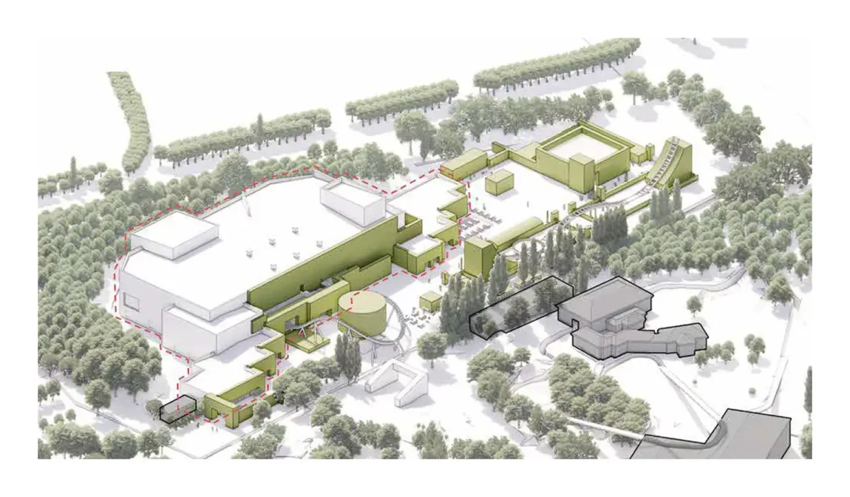 Vue d'ensemble annotée du plan de la zone Minecraft World remplaçant Wild Asia à Chessington