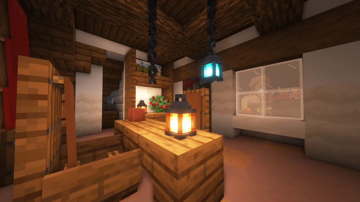 Lanternes et chaînes en trois dimensions avec Better Lanterns dans Minecraft Java