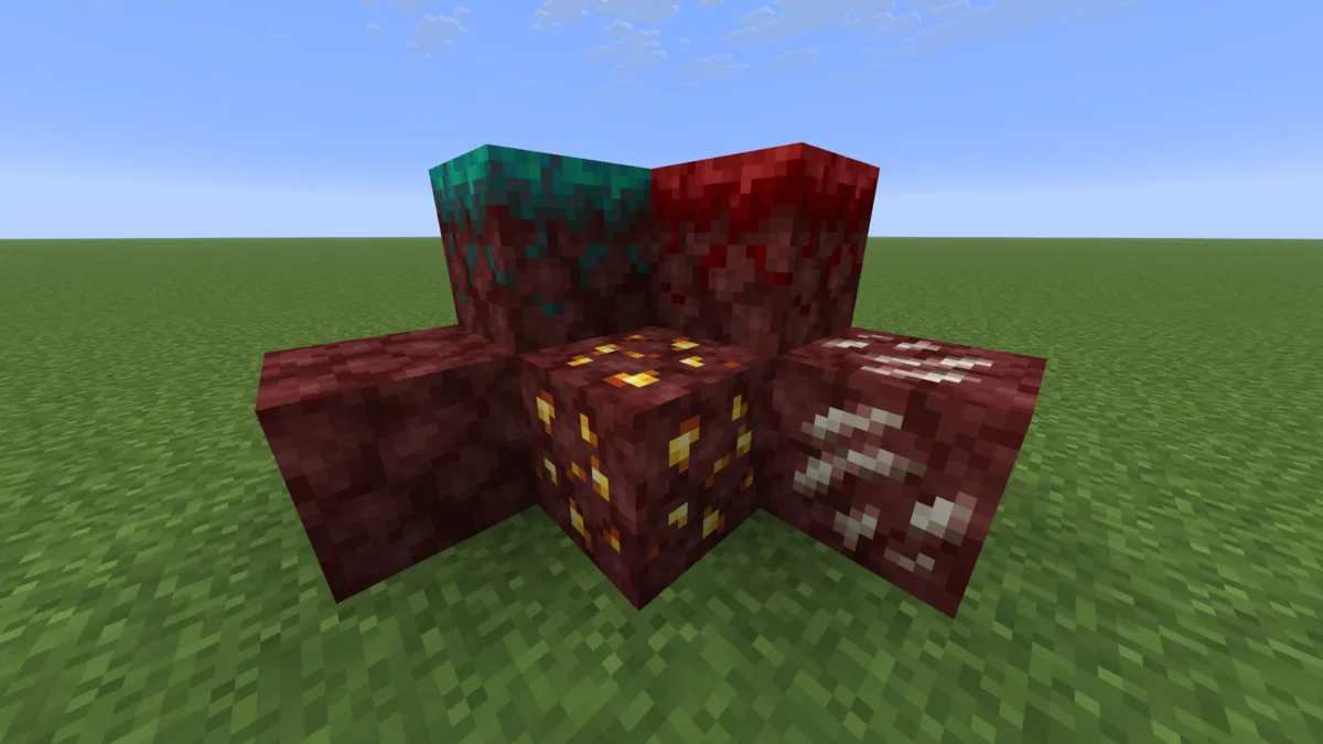 Ancienne netherrack claire affichée avant l’activation du pack Better Old Netherrack dans Minecraft