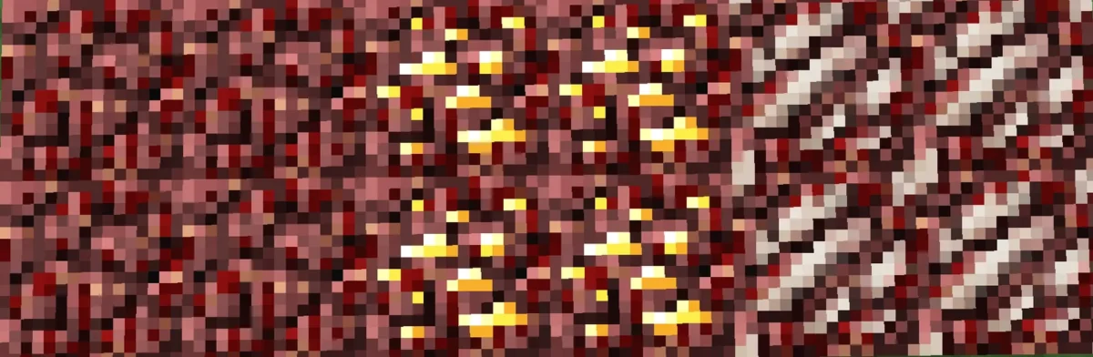 Gros plan horizontal sur l’ancienne netherrack claire avant Better Old Netherrack dans Minecraft