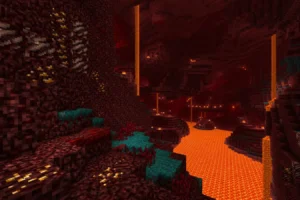 Better Old Netherrack est un pack qui adoucit l’ancienne texture du Nether dans Minecraft Grande caverne du Nether utilisant la netherrack rétro assombrie avec lave, minerais et nylium