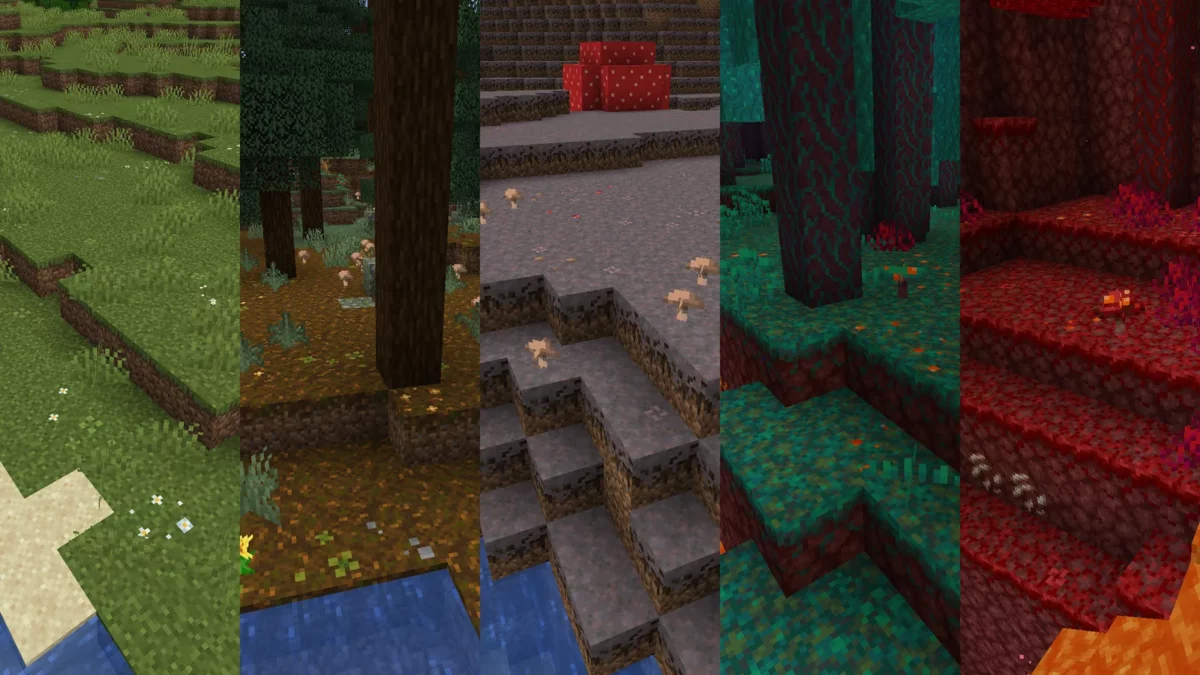 Ensemble des blocs compatibles avec Simple Grass Flowers dans Minecraft