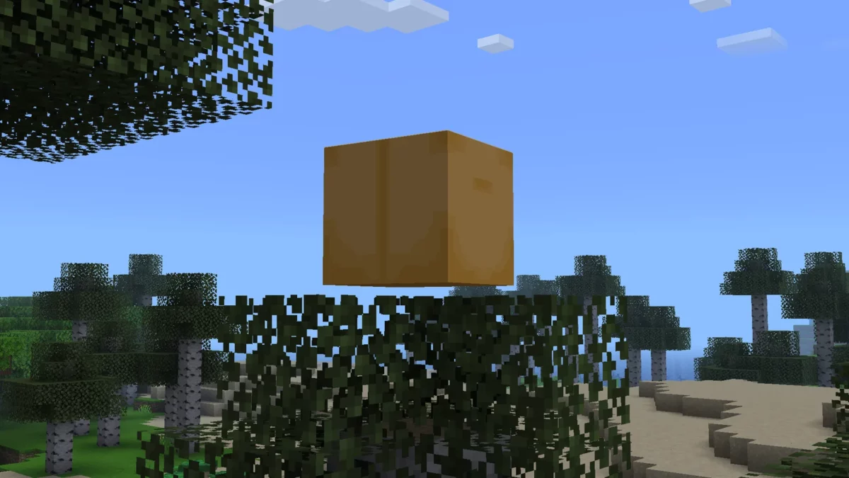 La boîte cubique animée utilisée pour faire apparaître Verity dans Minecraft