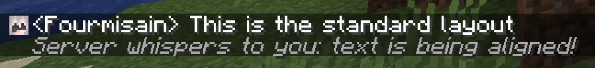 Tête de personnage placée avant une ligne complète du chat Minecraft avec Chat Heads