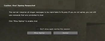 Option de Minecraft demandant la signature des messages de chat