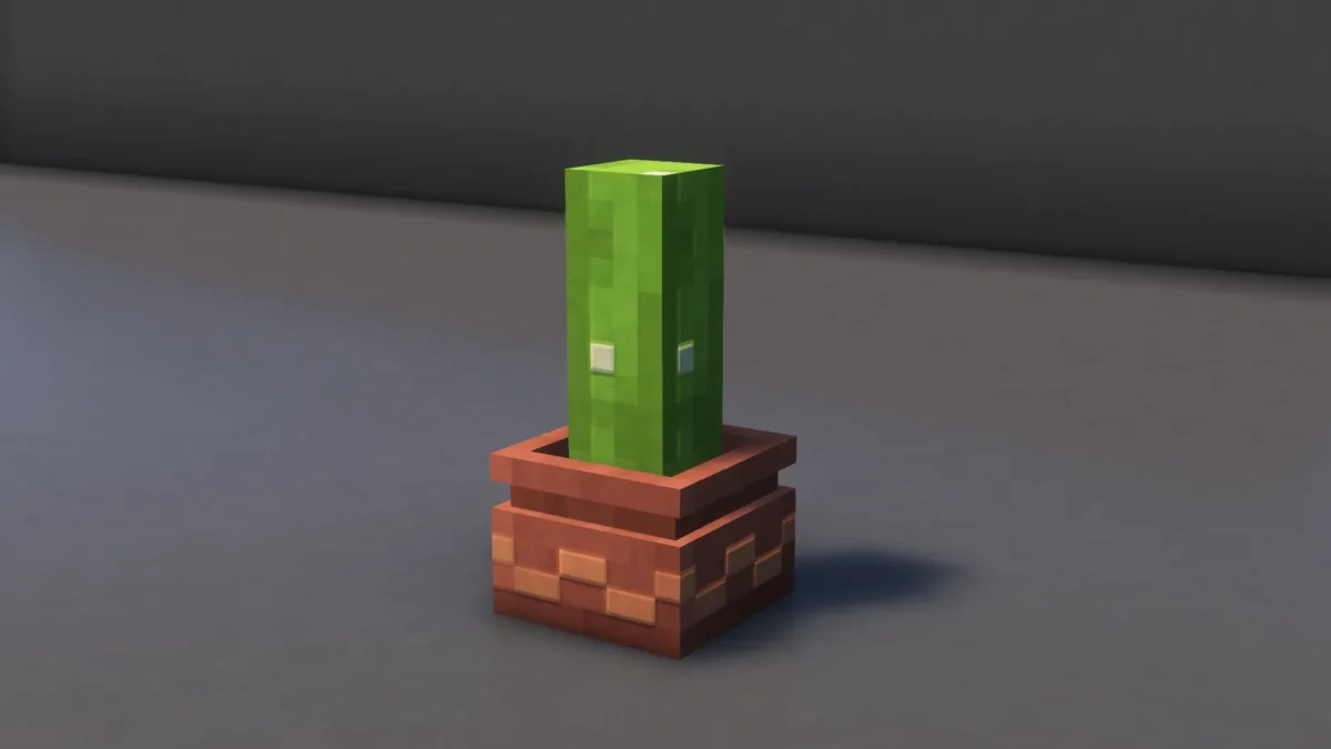 Cactus présenté dans un pot carré retravaillé par Fresh Flower Pots dans Minecraft