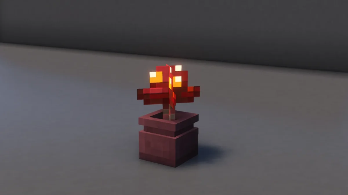 Champignon carmin installé dans un pot sombre adapté au Nether par Fresh Flower Pots
