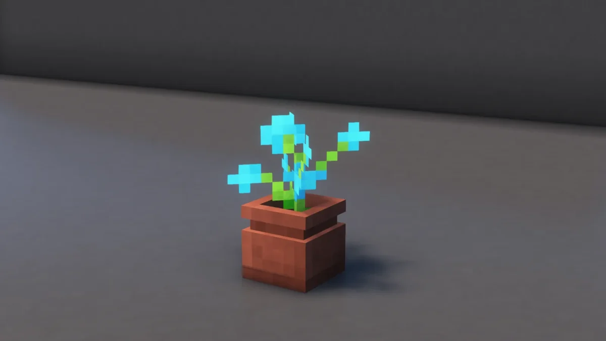 Orchidée bleue exposée dans un petit pot du pack Fresh Flower Pots dans Minecraft