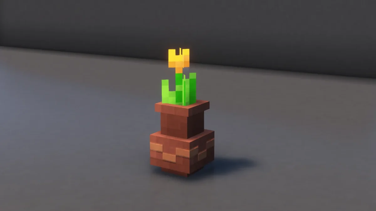 Tulipe orange placée dans un vase étroit du pack Fresh Flower Pots pour Minecraft
