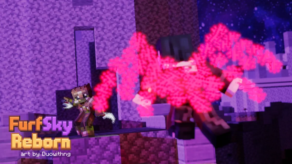 Combat contre un vampire avec FurSky Reborn dans Hypixel SkyBlock pendant une rencontre nocturne