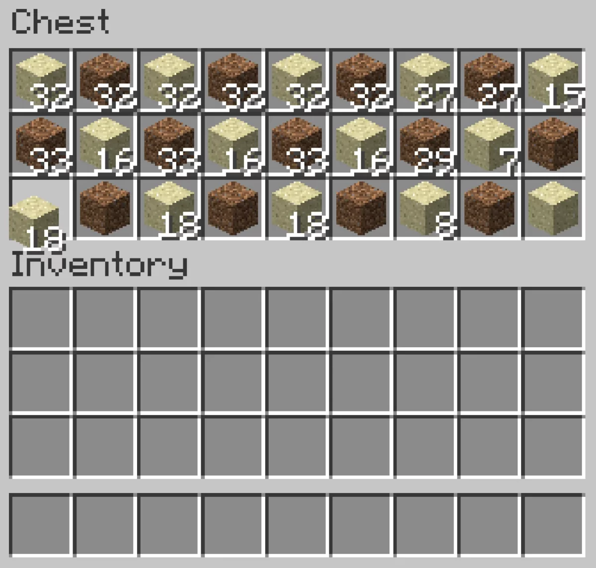 Pile sélectionnée dans un coffre Minecraft avant un glissement avec Mouse Tweaks