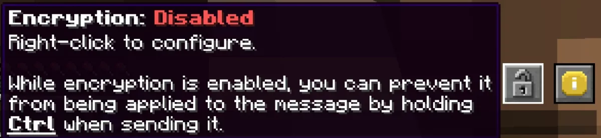 Option de chiffrement des messages proposée par No Chat Reports dans Minecraft