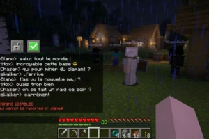 No Chat Reports est un mod qui désactive le signalement du chat dans Minecraft Messages non signés affichés par No Chat Reports sur un serveur Minecraft sous la pluie