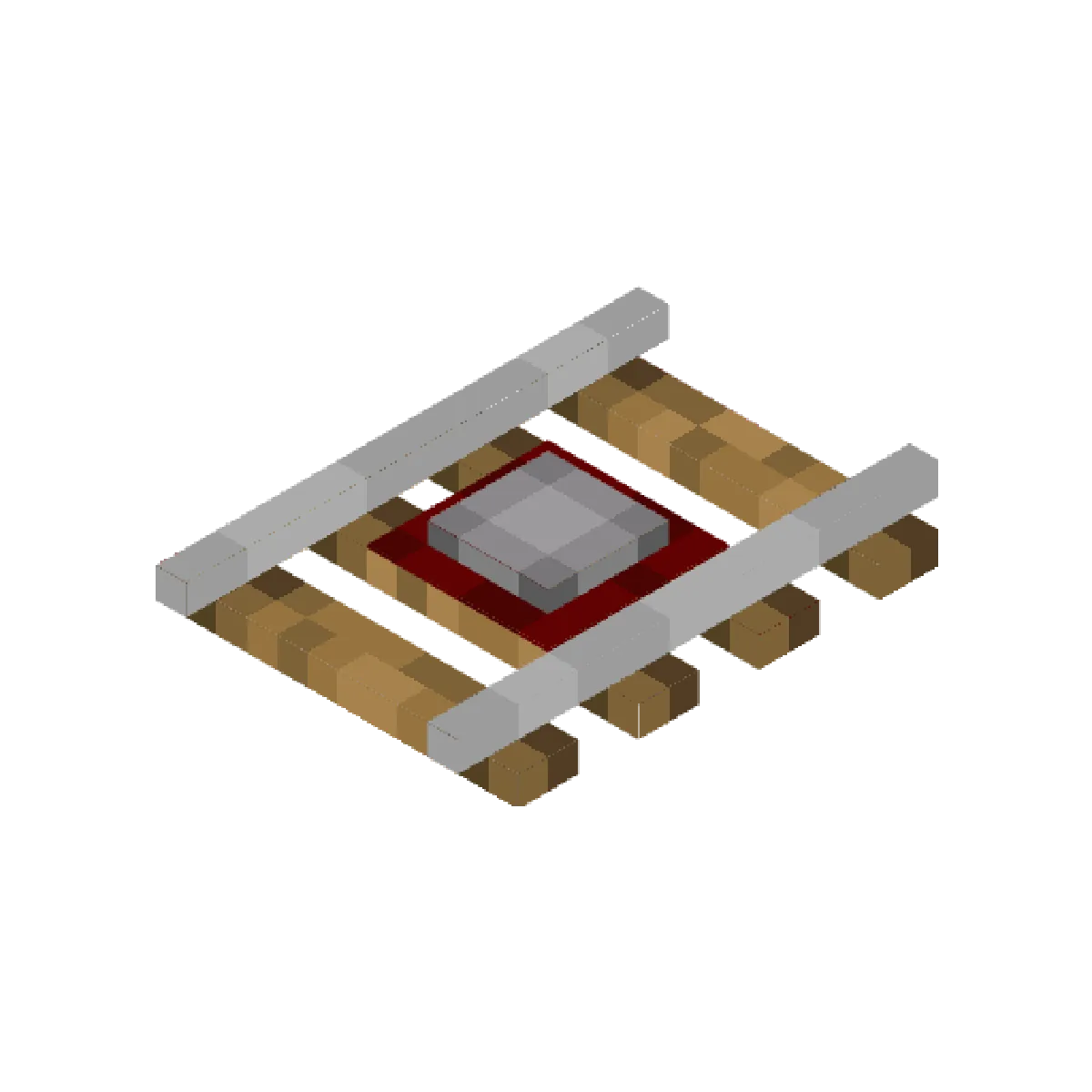 Rail détecteur vanilla redessiné en trois dimensions par RAY’s 3D Rails pour les réseaux ferroviaires Minecraft