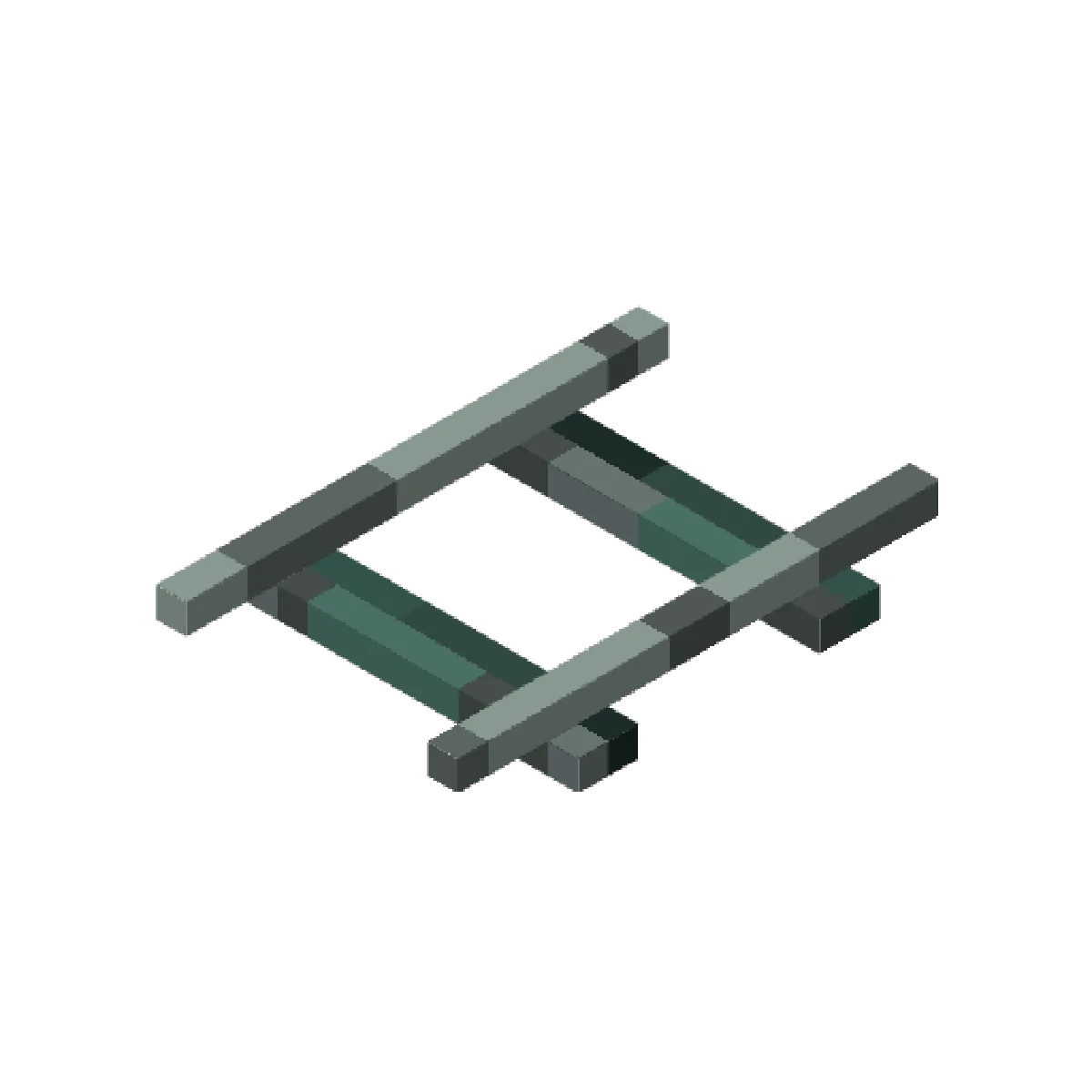 Rail Maglev courbe redessiné par RAY’s 3D Rails dans un décor ferroviaire Minecraft
