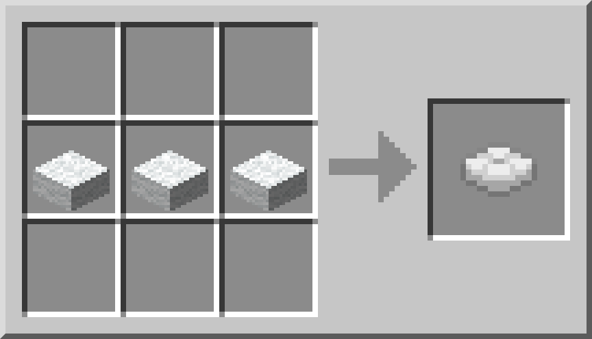 Recette du coussin blanc dans Minecraft avec trois dalles de laine blanche