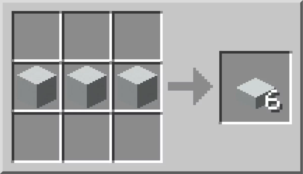 Recette de six dalles en béton avec trois blocs alignés horizontalement