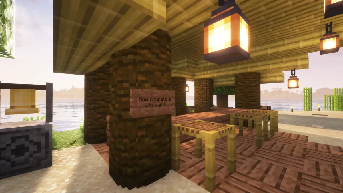 Panneau fixé sans chevauchement sur un tronc arrondi de Round Trees dans Minecraft