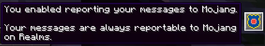 Indicateur du statut de signalement sur un serveur Minecraft Realms