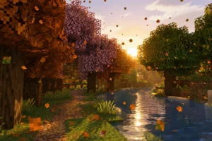 Falling Leaves est un mod qui fait tomber des feuilles sous les arbres dans Minecraft falling-leaves-mod-minecraft-image-a-la-une