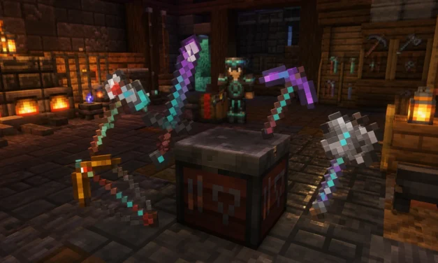 Tool Trims est un data pack qui applique des ornements aux outils et aux armes dans Minecraft