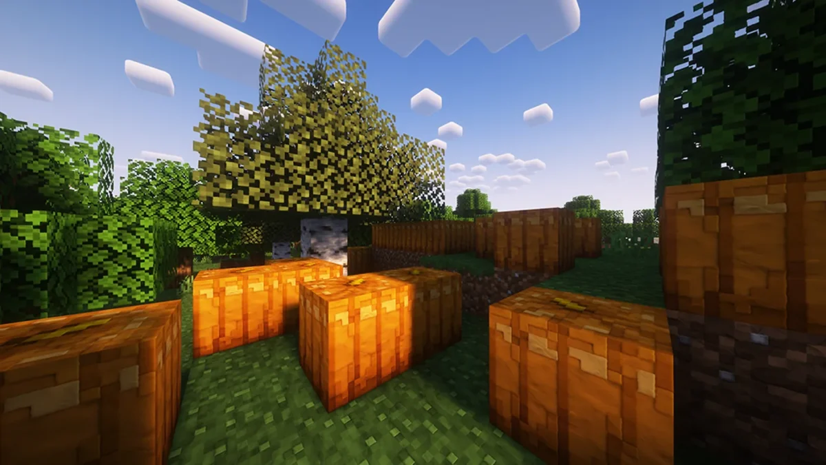 Citrouilles Minecraft présentant des rainures épaisses et des formes adoucies avec les textures du pack Clayful