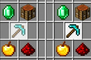 Clearer Slot Highlight est un pack qui rend les objets sélectionnés plus lisibles dans Minecraft Comparaison de la surbrillance d’une pioche dans l’inventaire Minecraft, avant et après Clearer Slot Highlight