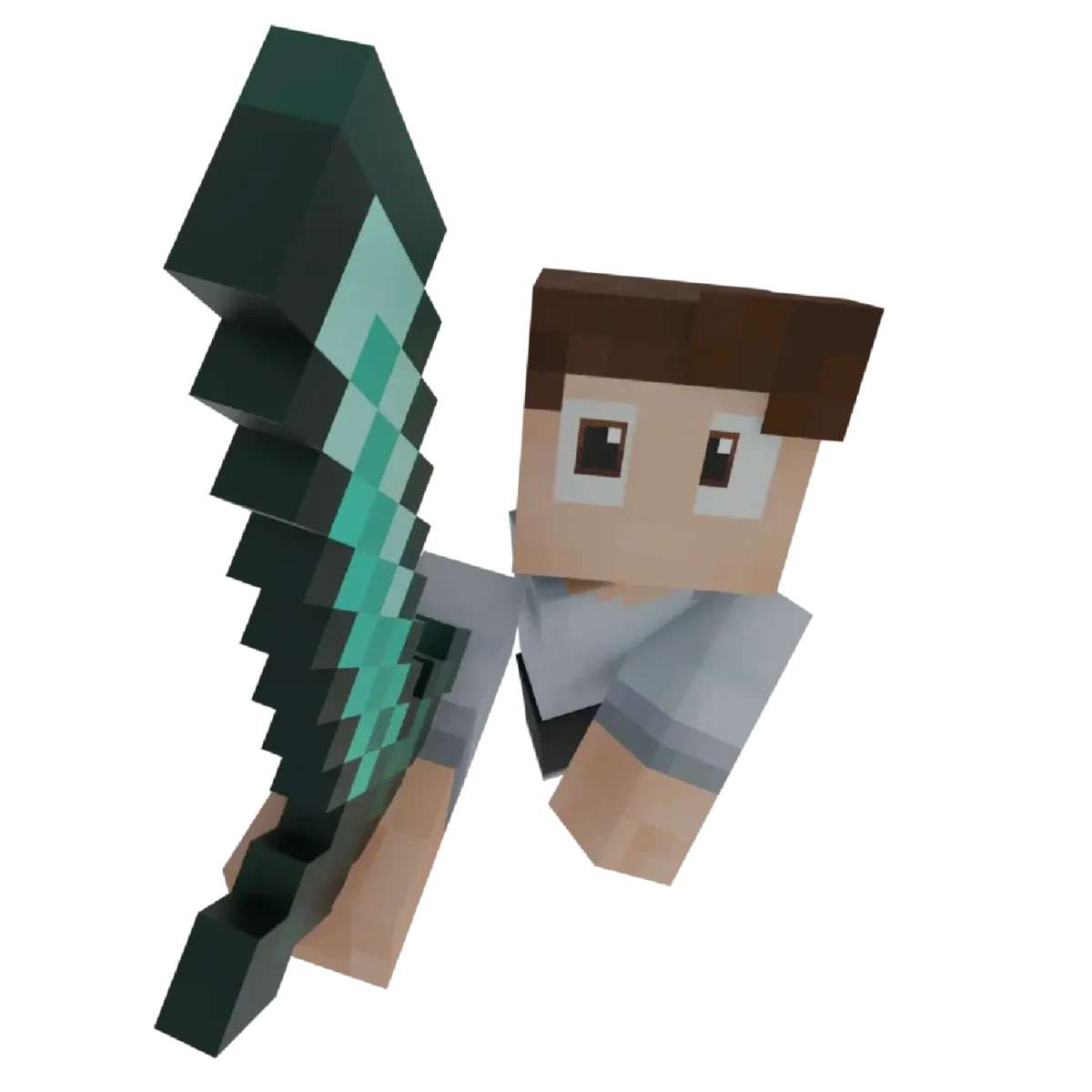 Personnage Minecraft présentant une autre pose avec une épée dans l’illustration officielle du pack de ressources Hyper Punchy